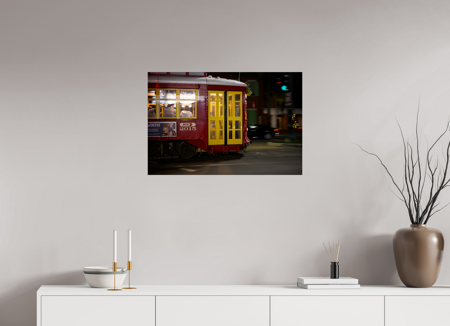 30 x 20″, metallic New Orleans Street Car